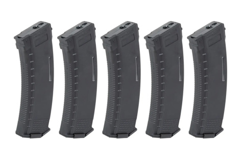 Zestaw 5 magazynków Mid-Cap 130/30 kulek Arcturus EMM AK MOD1 Variable-Cap Windowed do replik AK Czarny Zestaw 5 magazynków Mid-Cap 130/30 kulek Arcturus EMM AK MOD1 Variable-Cap Windowed do replik AK Czarny