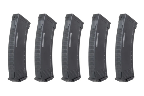 Zestaw 5 magazynków Mid-Cap 130/30 kulek Arcturus EMM AK MOD1 Variable-Cap Windowed do replik AK Czarny Zestaw 5 magazynków Mid-Cap 130/30 kulek Arcturus EMM AK MOD1 Variable-Cap Windowed do replik AK Czarny